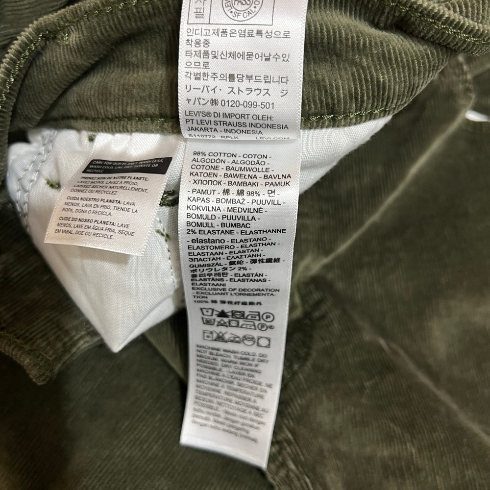 Levi's Classic Straight Corduroy Jeans Green 12M (W31 L30) Mid Rise Women NWT - Picture 11 of 14
